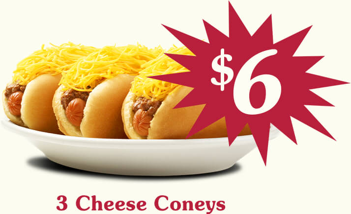 3 cheese coneys for $6