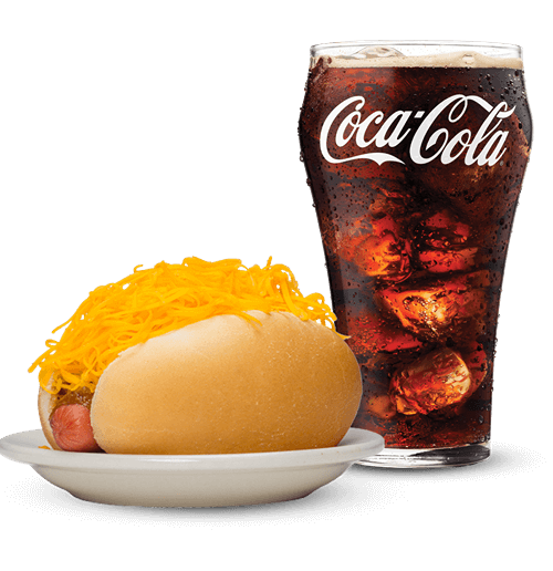 cheese coney and drink