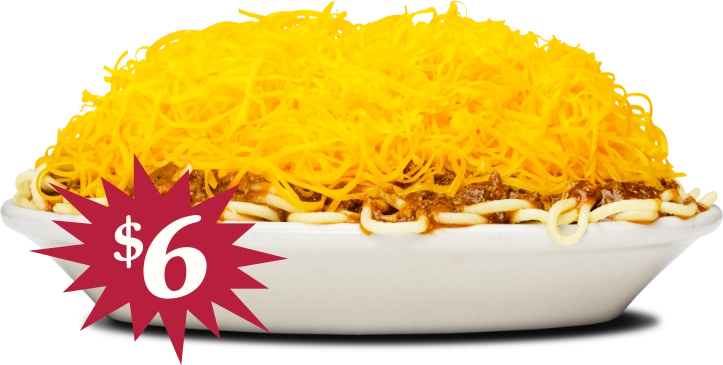 3-way with mountain of cheese on a plate.