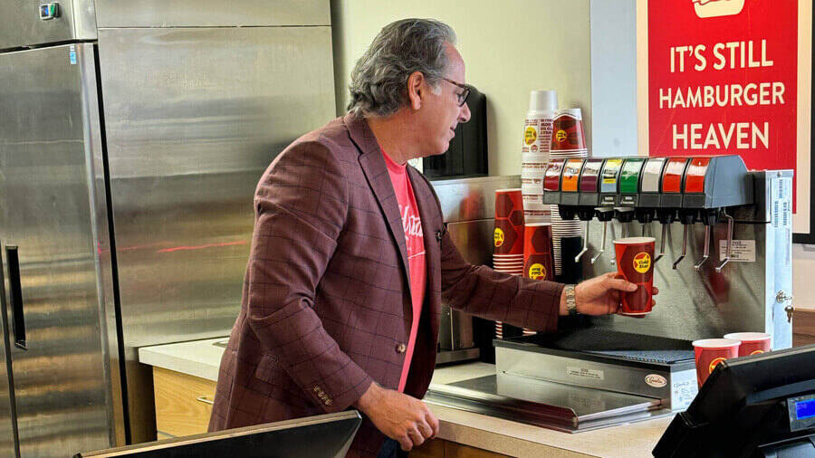 Man getting fountain drink