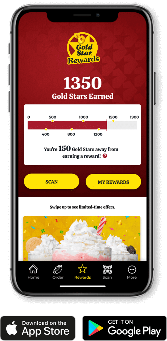 Phone screen showing the Gold Star Rewards app